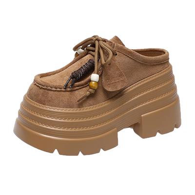 Модные 10-сантиметровые кожаные шлепанцы на платформе и танкетке, дышащие слипоны, синтетические туфли-лодочки Мэри Джейн, модная обувь 2025