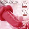 2 In 1 Silicone Finger Vibrator G-spot Dildo Vibrator, 10 Vibration Modes, Nipple and Clitoris Anal Stimulation, Female