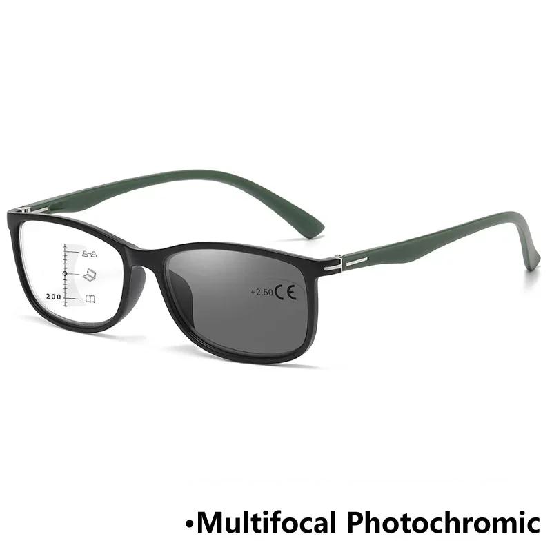 Фотохромные мультифокальные очки для чтения Анти-синий свет Очки для дальнозоркости Деловые Очки для пресбиопии высокой четкости +1.0 ~+4.0