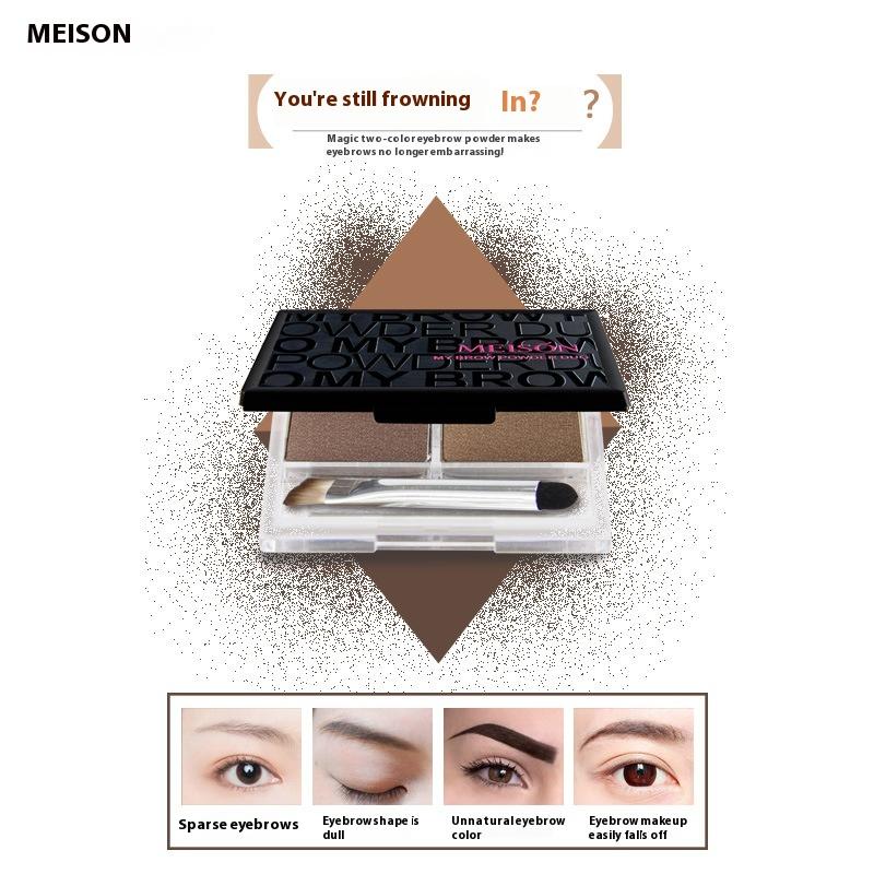 Макияж Натуральная двухцветная пудра для бровей Двухцветная градиентная пудра для бровей Тени для носа Пудра Легко окрашивается Водостойкая Не растекается