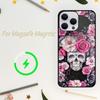 Роскошный чехол для телефона Skull Dead Flowers для iPhone 15 14 13 12 11 Plus Pro Max Magsafe Magnetic Wireless Charger