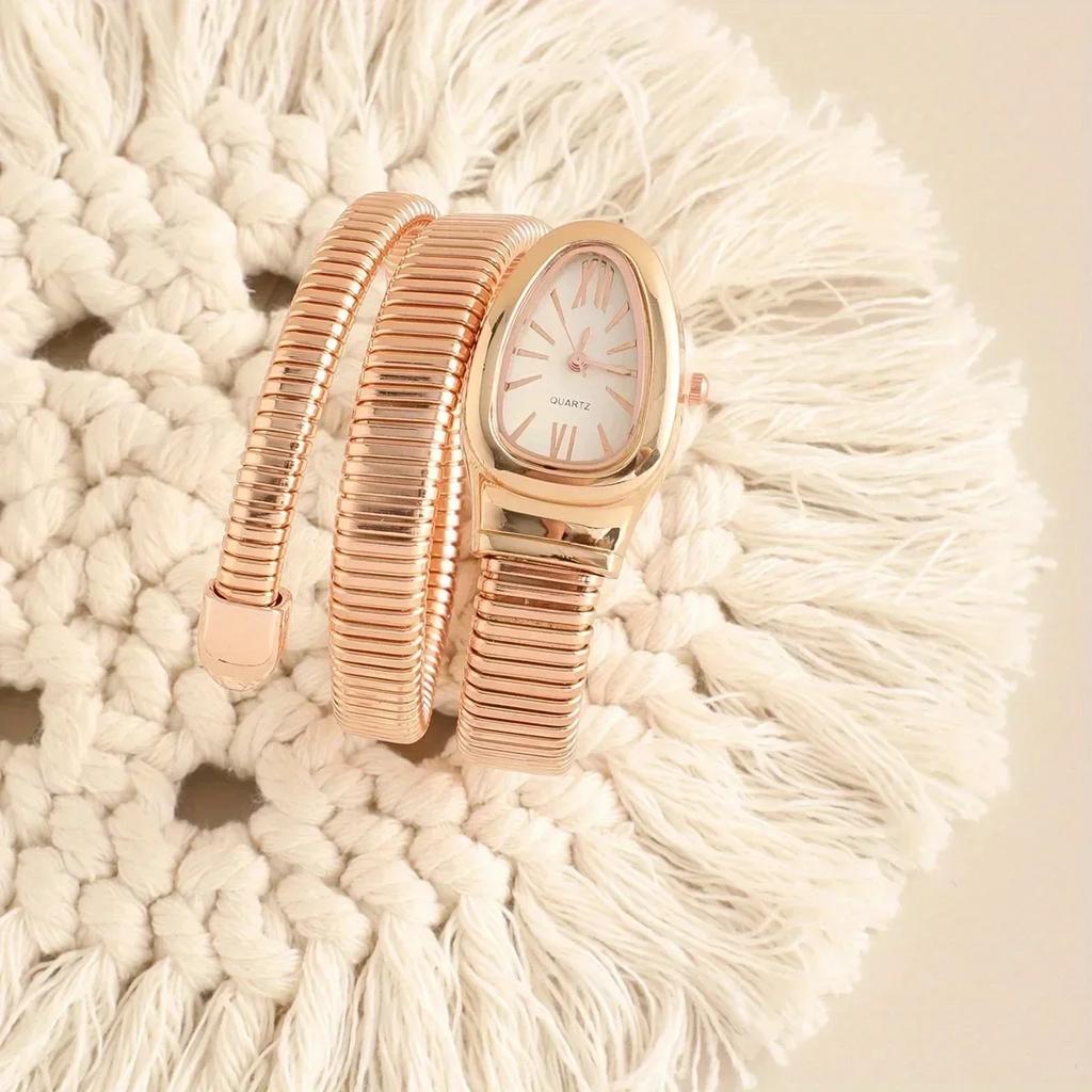 1pc-High Quality and Fashionable Women's Snake Head Alloy Case Exquisite and Luxurious Quartz Women's Watch