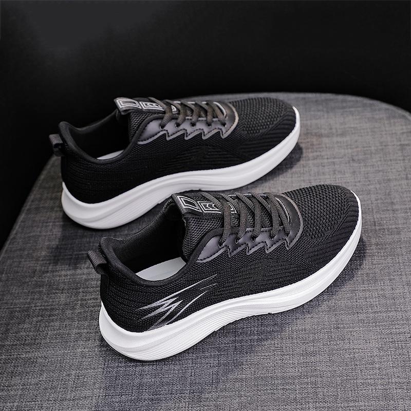 Autumn new breathable fly-woven sneakers fly-woven mesh flat-bottomed lightweight soft-soled running shoes