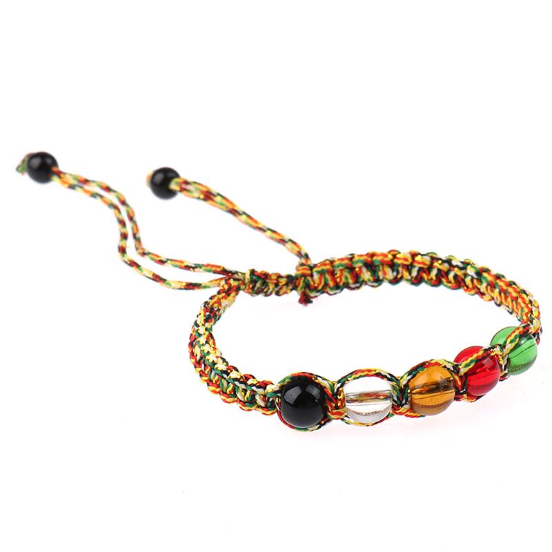 Творческий переводной цветной браслет из веревки с плоским узлом, защитный браслет из пяти элементов из бисера