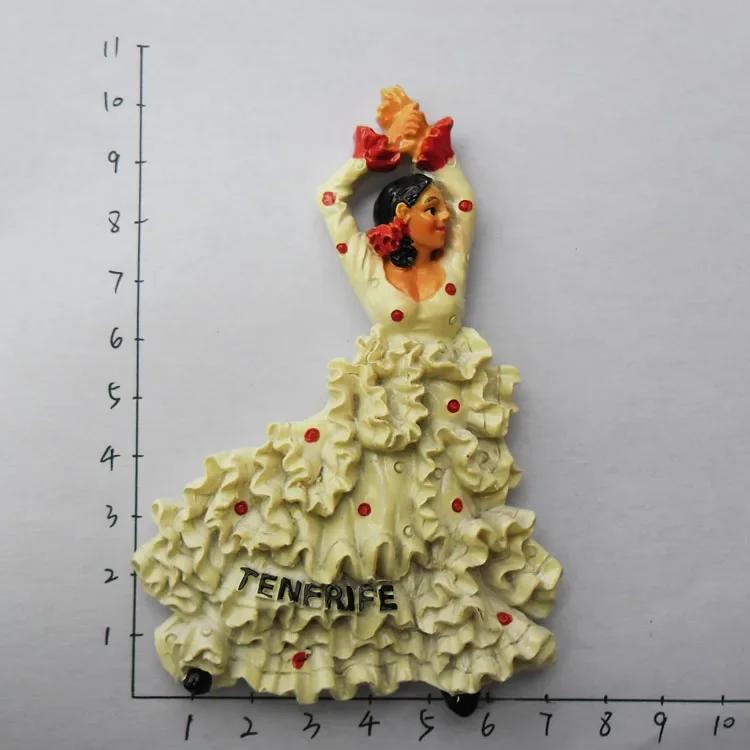 Магнит на холодильник Тенерифе Испания Барселона Туристические сувениры Танцор фламенко Малага Холодильник 3D Магнитные наклейки Идеи подарков