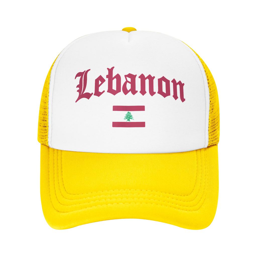 Lebanese Flag of Lebanon Mesh Baseball Cap Unisex Fashion Sun Caps Hats Breathable Polyester Golf Hats Summer Trucker Cap