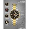 Invicta Specialty Quartz Watch, 45mm Case, Steel/Gold Case, Stainless Steel Strap, Black Dial, Men's, 14876, Officially Imported, Silver