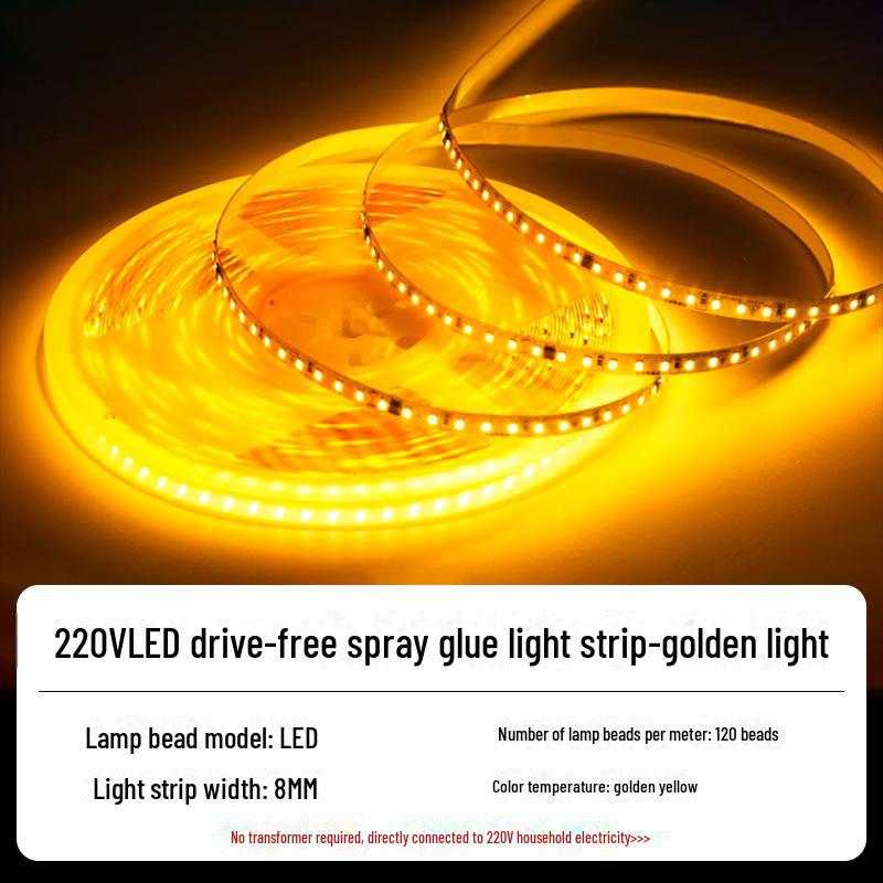 220V LED Self-Adhesive Linear Light Strip, 2835 Soft Light for Troughs and Counters, Driver-Free.