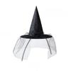 Funny Lace Veil Halloween Witch Hat Foldable Rose Flower Wizard Cap Party Props Cosplay Accessories Feather Halloween Cap Women