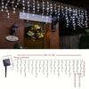 4m Solar Icicle Curtain Lights Christmas Fairy String Light Outdoor Waterproof Decoration Light for Holiday Wedding Party Garden