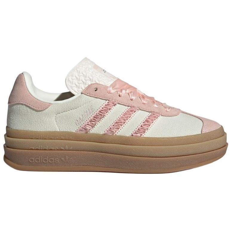 Adidas Женские кроссовки Gazelle Bold Pink Ruffle Lace цвета слоновой кости, песочно-розовые, с оттенком белого JR8374
