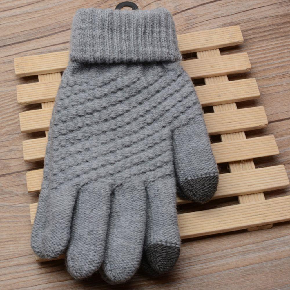 Full Magic Knitted Wrist Knit Female Winter Girl Guantes Screen Solid Women Gloves Warm Touch