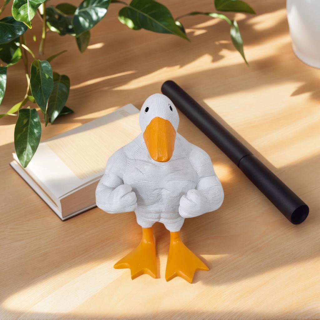 1 Piece of Creative and Quirky Muscle Duck Key Storage Ornament, Eye-Catching Desktop Decoration, Spreading Joy, Unique Home Decor Piece