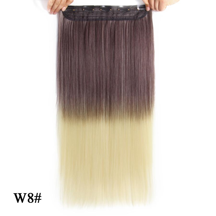 Прямые наращивания волос Ombre Розовый Фиолетовый Наращивание волос на 5 клипсах Синтетические дешевые 22 дюйма для женщин