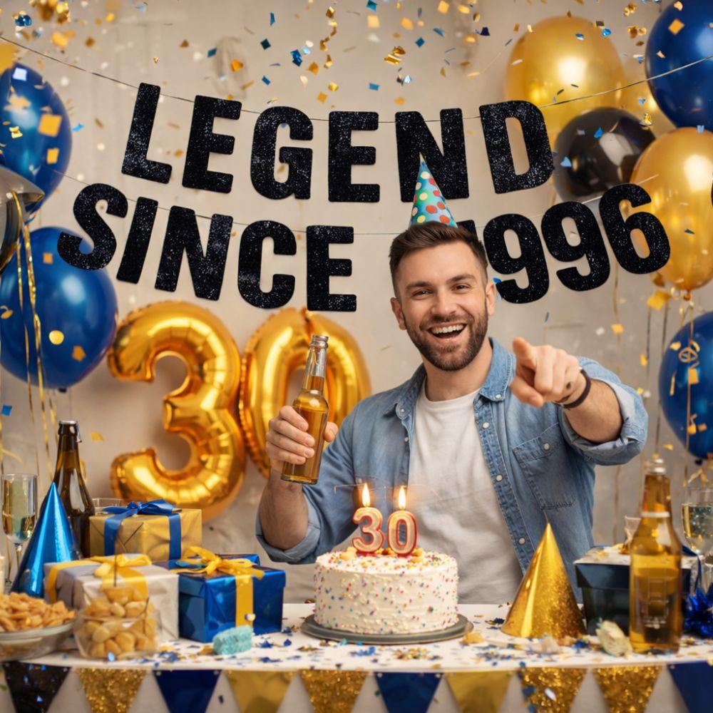 Black Paper Legend Since 1996 Banner Garland Handmade Happy Birthday Banner Decorative Celebrate Party Scene Prop Gift Giving