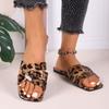 Новые женские шлепанцы большого размера с леопардовым принтом и круглым носком, простые и повседневные, можно носить на улице, прохладные шлепанцы из ПУ материала