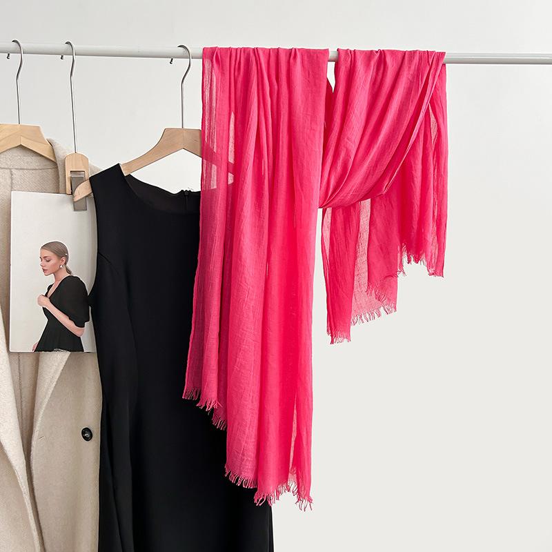 Cotton and Linen Scarf, Fashion, Literary Style, Solid Color, Linen Scarf, Women's Air-conditioned Room, Shawl, and Sunscreen Silk Scarf Outside.