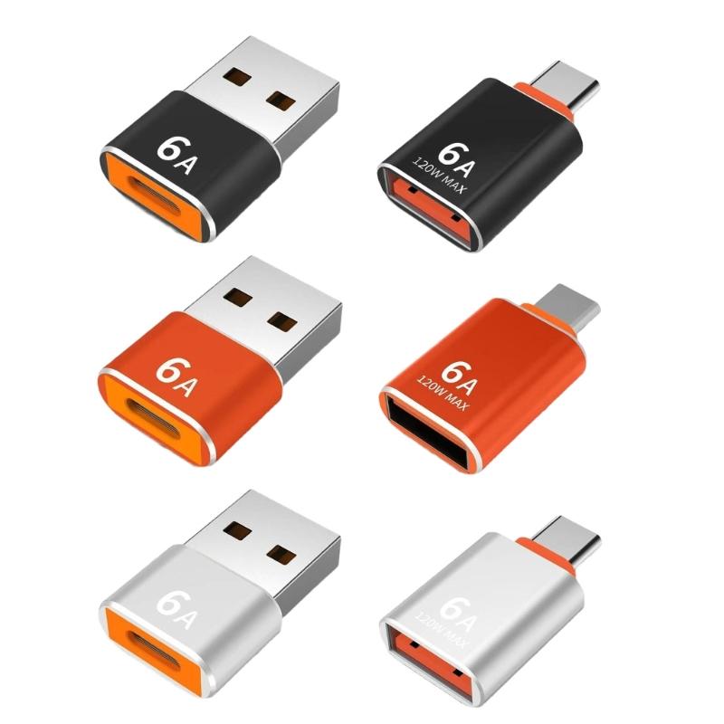Прочный металлический адаптер Type C на USB OTG конвертер для быстрой передачи данных, зарядка 120 Вт 6 А и подключение устройств
