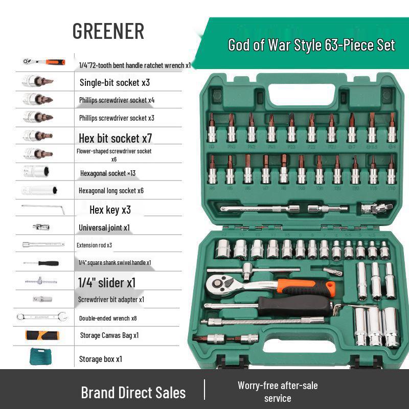 Многофункциональный набор инструментов для ремонта автомобиля с трещоточным гаечным ключом