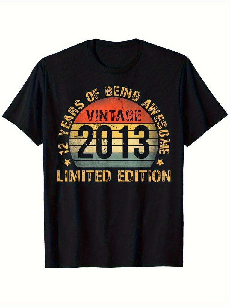 12th Birthday Vintage 2013 Retro Graphic T-shirt - Limited Edition "12 Years of Being Awesome" Print