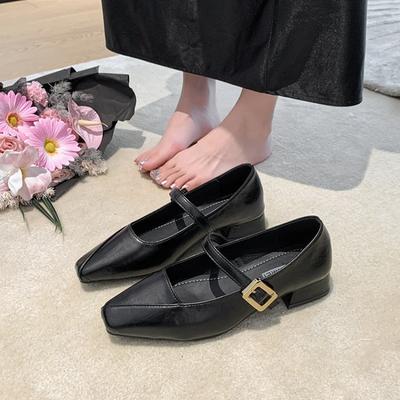 Маленькая квадратная пряжка туфли Мэри Джейн женские осенние новые туфли на низком каблуке женская модная обувь