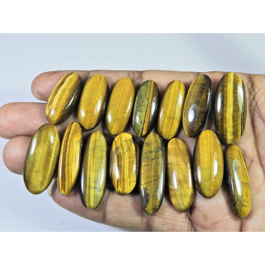 280Cts. Natural Tiger Eye Oval Cabochon Loose Gemstone 15Pcs Lot 27-33 MM C-728