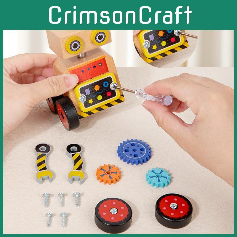 Assembly Handmade Wooden Robot Disassembles Screws And Nuts Children Puzzle Toy