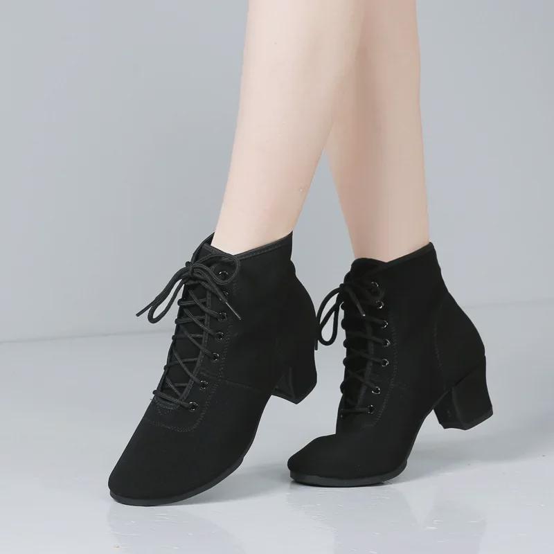 Высокие танцевальные туфли для квадратных и латиноамериканских танцев, мягкая подошва, средний каблук, стиль «матрос»