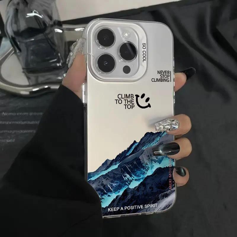 Чехол Snow Mountain для iPhone 15 Pro 14/13/12/11Xs Max/Xr/X. Лазерный дизайн Apple. Модная и стильная защита для вашего мобильного телефона.
