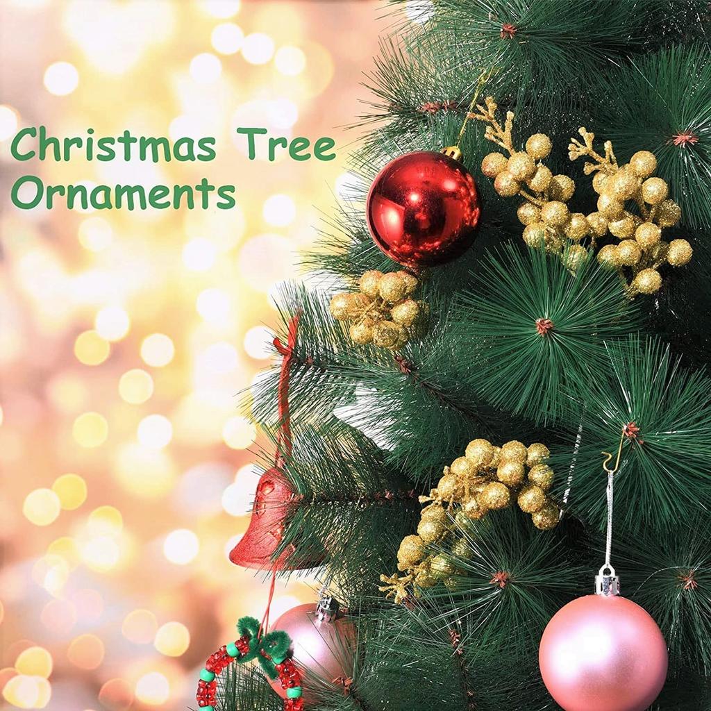 10 шт. Рождественские блестящие стебли ягод Искусственная рождественская симуляция Ягоды падуба Сосновая ветка для украшения рождественской елки Праздничный домашний декор KTY