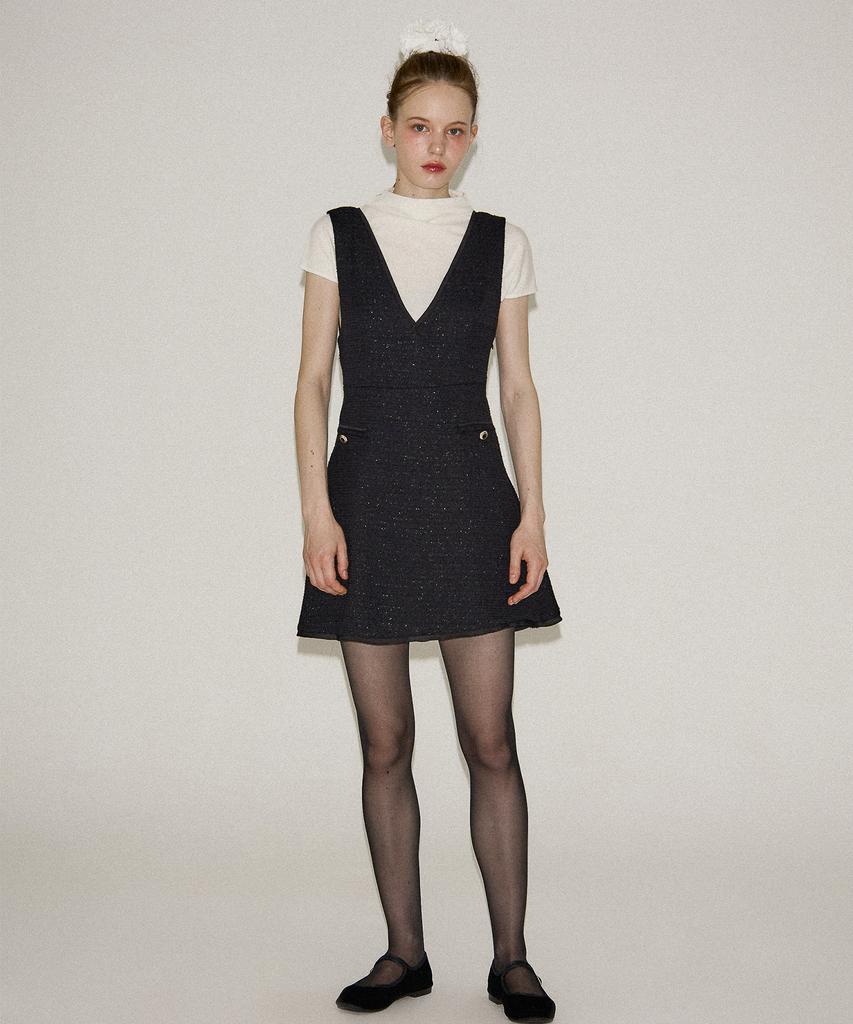 САЛОН ДЕ ЙОН Мини-платье Bella Tweed_ Черный
