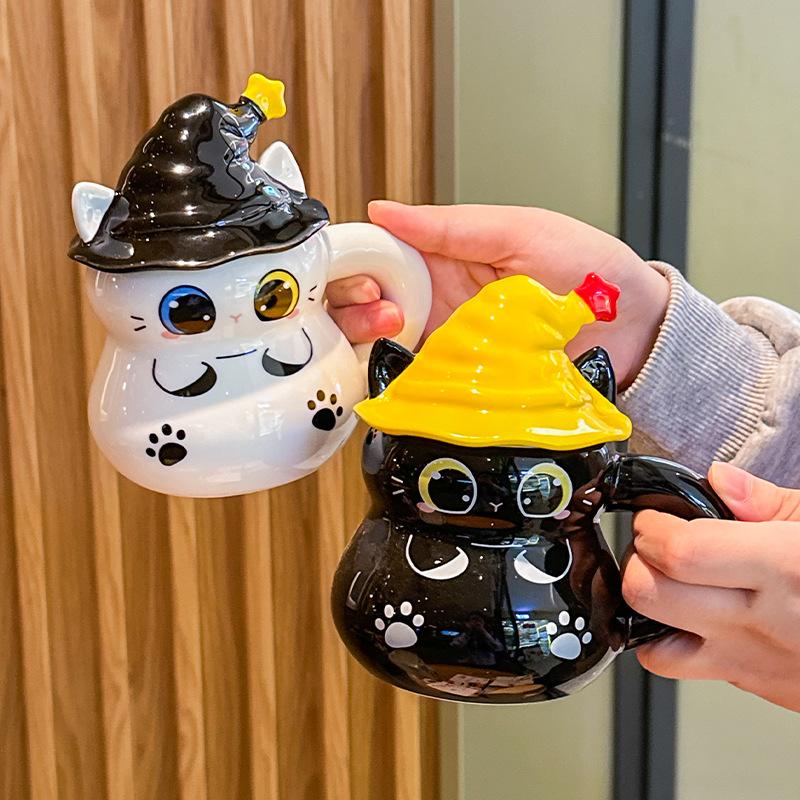 Волшебная шляпа кот чашка девушка подарок на день рождения милая высококачественная керамическая кружка с крышкой подарок на Хэллоуин