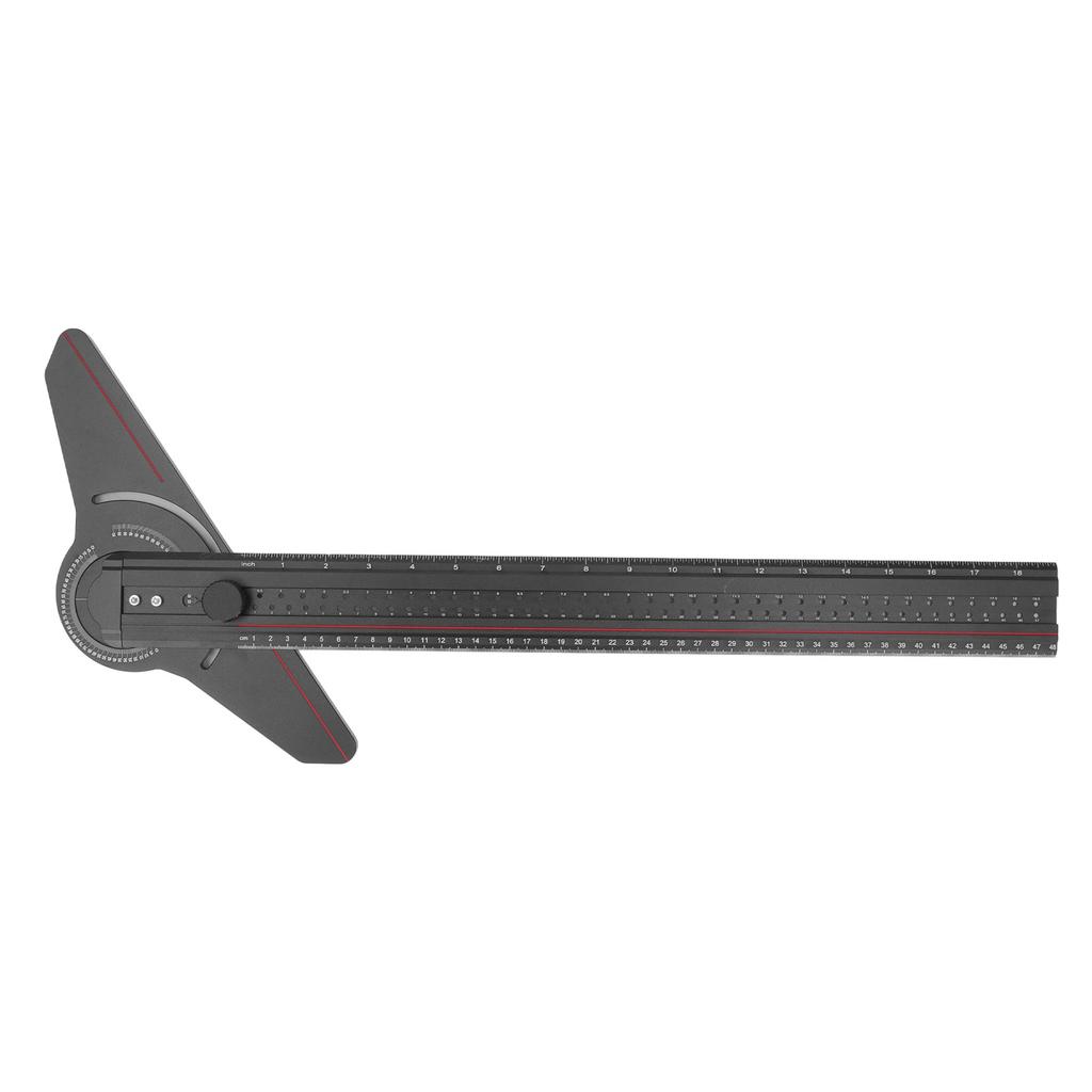 Woodworking T Ruler Aluminum Alloy Multifunctional Carpenter Scriber with Rotatable Angle Gauge