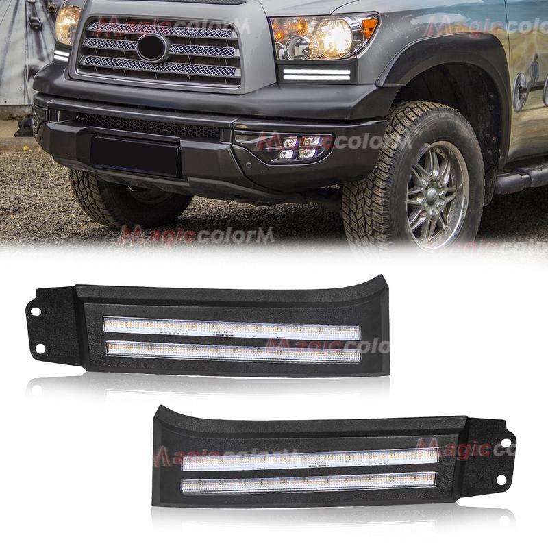 Дневные ходовые огни для Toyota Tundra 2007~2013 Фара для Sequoia 2008~2017 Светодиодные противотуманные фары переднего бампера Автоаксессуары 12В