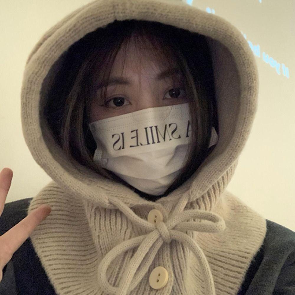 Защита ушей вязаные шапки с капюшоном ветрозащитная шапка на шнурке унисекс женские зимние шапки-балаклавы