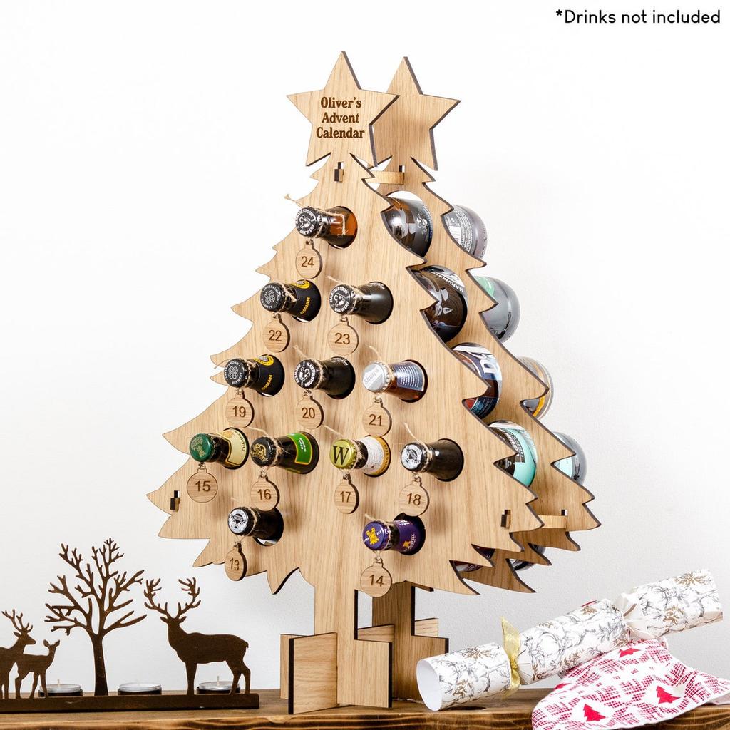 Christmas Advent Calendar Wine Holder For 2024 Countdown Calendar Wine Rack Xmas Wooden Wine Bottle Stand Decoration For Home
