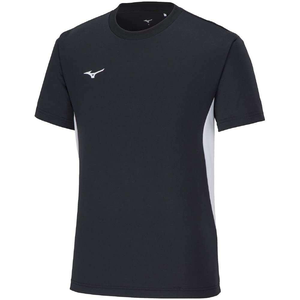 Mizuno NaviDry Short Sleeve Training Size M T-Shirt, U-Neck, Moisture-Wicking, Quick-Drying, Underwear, Men's, 32MAA190, Black/White,