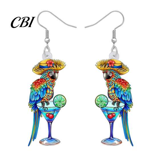 Lightweight Statement Earrings for Daily Wear 1 Pair Cute Acrylic Parrot Earrings, Tropical Animal Dangle Unique Holiday Party Gift Her Women, Summer