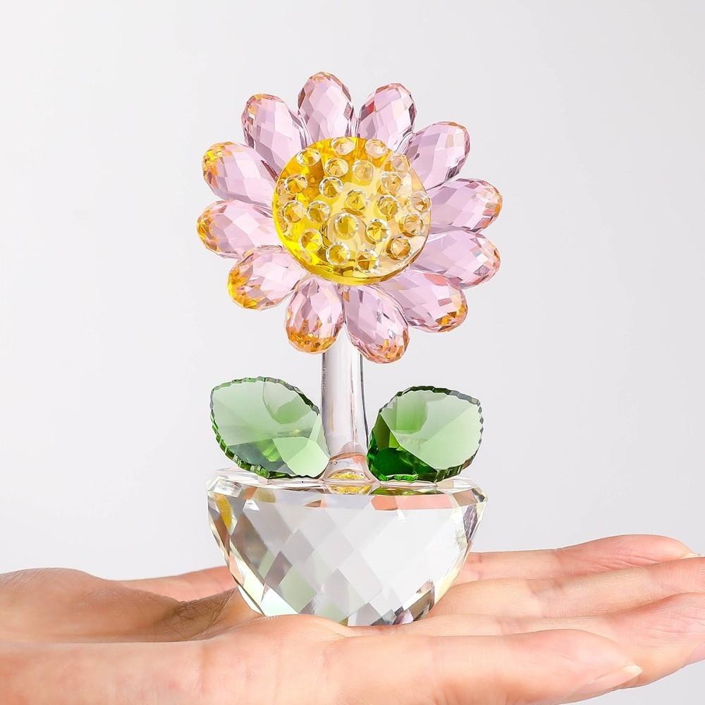 Elegant Sunflower Ornament Plant Series Crystal Home Decoration Sunflower Figurine Home Decoration