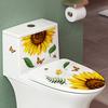 Toilet Sticker Detachable Waterproof Traceless Sunflower Leaf Butterfly Pattern Toilet Sticker Decal