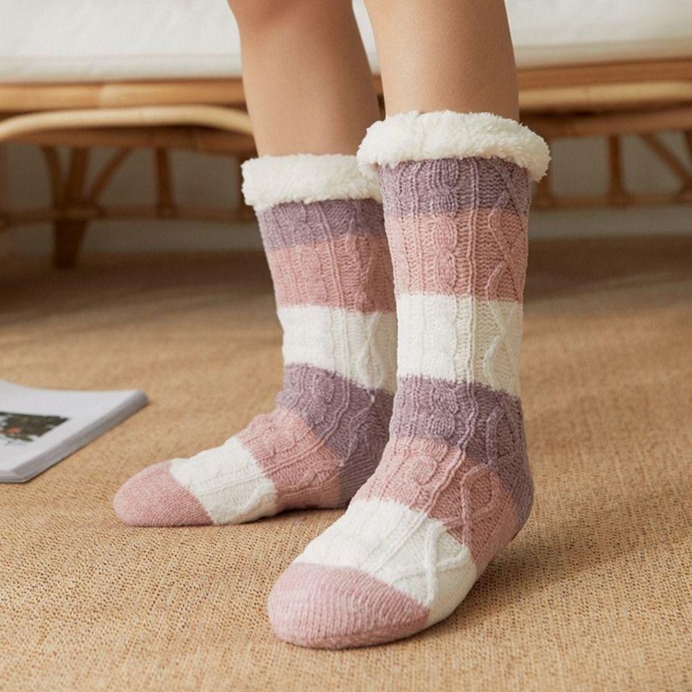 Fried Dough Twist Coral Fleece Socks Thicken Winter Floor Socks Fashion Sleeping Socks Women Girls