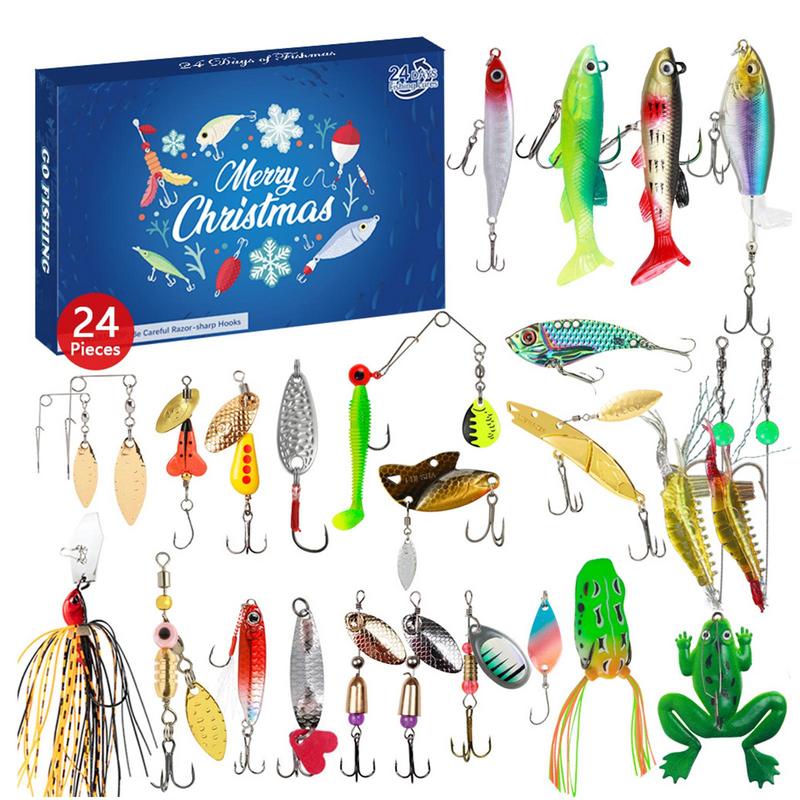 Fishing Tackle Advent Calendar Fishing Lures Set Fishing Gear Countdown Calendar Adults Kids Men Women Christmas Fish Bait Gifts