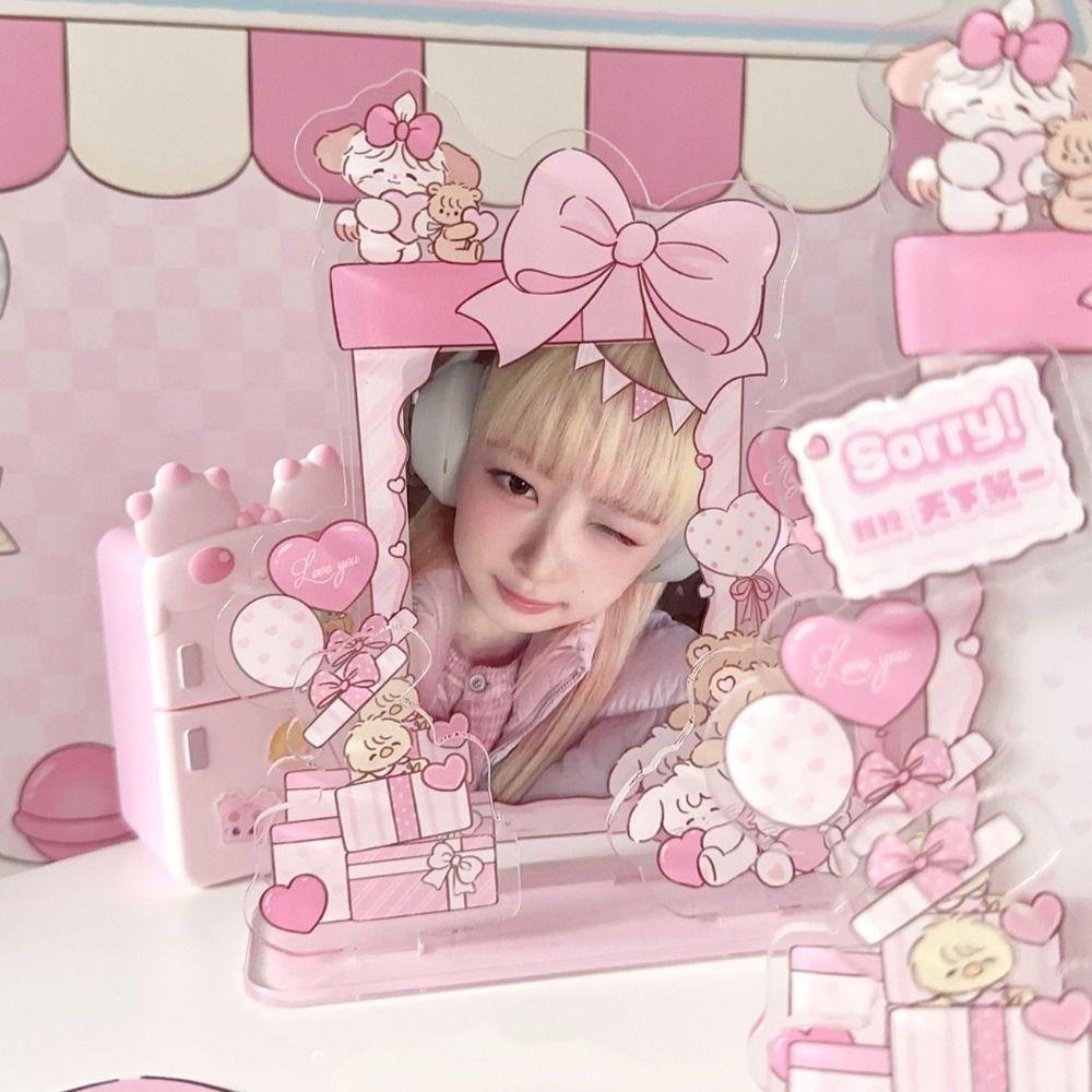 Dustproof Idol Card Display Stand Transparent Photo Frames Cute Photo Card Holder Gifts