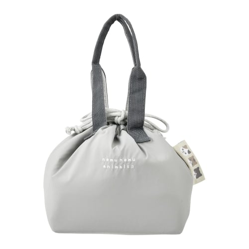 LIV HEART Insulated Lunch Bag, Sleepy Animals CAT (approx. 32cm long), Bento Drawstring Bag, 18116-02