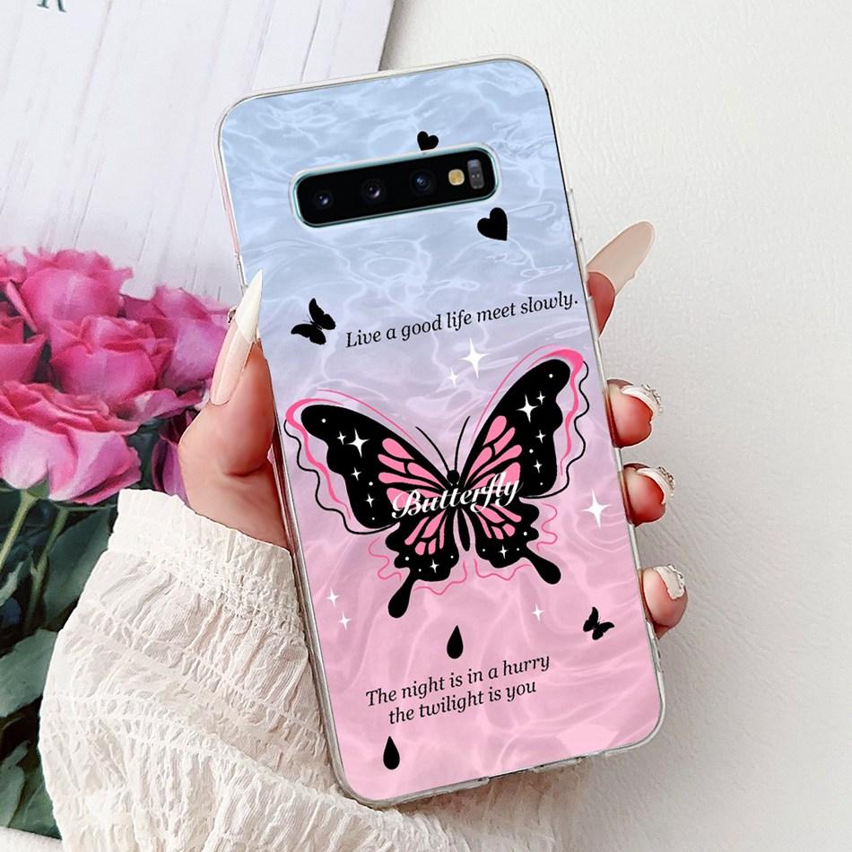 Для Samsung Galaxy S10+ S10 S10e Элегантный Цветочный Бабочка Чехол для Телефона Для Samsung S10e S10 Plus S 10 4G Мягкий Силиконовый TPU Чехлы