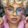 Ins Rainbow Frame Fashion Retro Round Anti Blue Light Women Glasses Vintage Oversized Colourful Frame Clear Eyeglasses