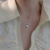 Irregular Design Letter Pink Zircon Love Necklace Sweater Chain Melted Heart Collarbone Chain