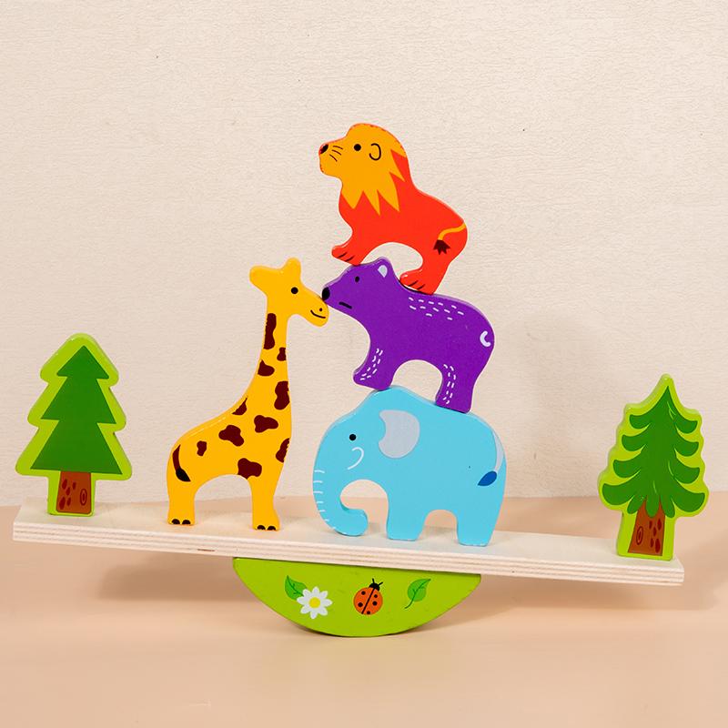 Сенсорные игрушки Монтессори Игрушки-пирамидки для малышей Животное-кролик Балансир Деревянные кубики Игра для раннего развития Подарок