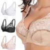 Women's Scalloped Lace Bra Embroidery Floral Bralette Underwire Minimizer Bras Unlined 3/4 Cups Bra Non-Padded Plus Size Sexy Push Up Brassiere