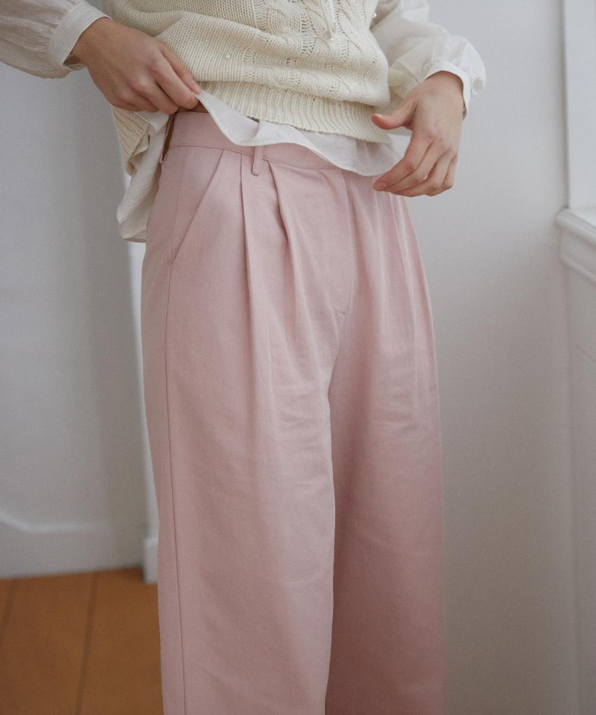 WIOE Pintuck Cotton Wide Pants_Pink